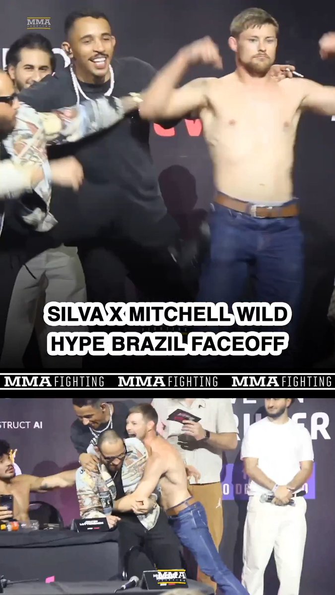 Jean Silva and Bryce Mitchell had a WILD staredown ahead of their rematch in the grappling world at #HypeBrazil. (Guilherme Cruz)