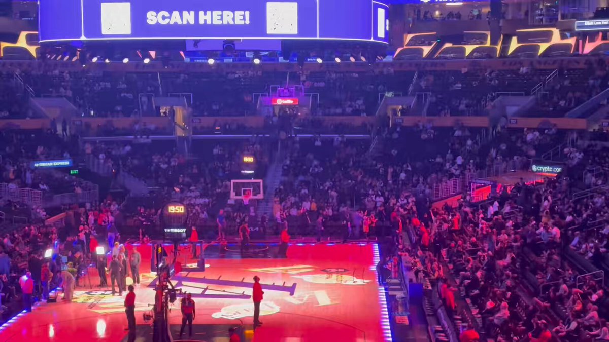 Lakers PA announcer Lawrence Tanter informs the Crypto. com Arena crowd of Bam Adebayo scoring 83 points tonight in Miami and breaking Kobe Bryant’s record for the second-most points scored in an NBA game (81).