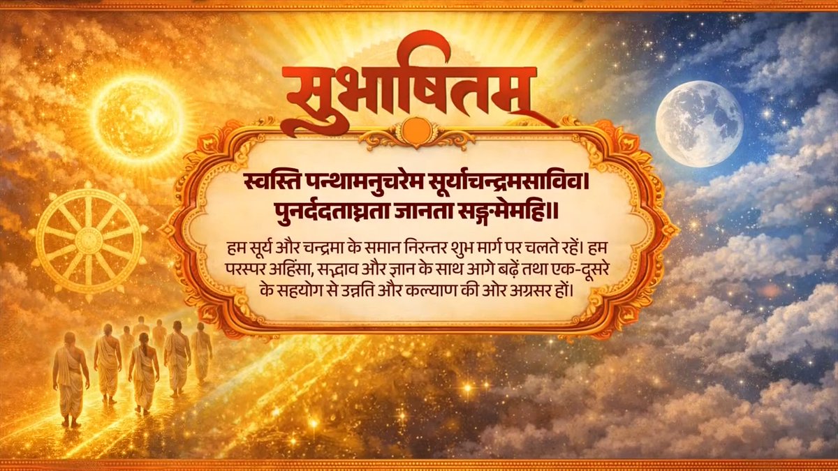 भारतवासियों की असीम शक्ति ही देश के विकास की धुरी है। अपने सामर्थ्य और परस्पर विश्वास से हम हर संकल्प को साकार करते आए हैं और आगे भी करते रहेंगे। स्वस्ति पन्थामनुचरेम सूर्याचन्द्रमसाविव। पुनर्ददाताघ्नता जानता सङ्गमेमहि॥