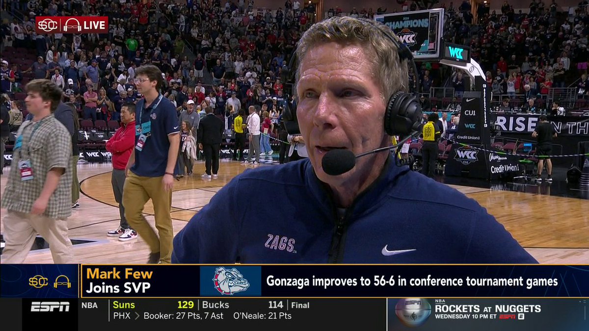 Head coach Mark Few talks to @notthefakesvp after Gonzaga clinches their 27th straight NCAA Tournament bid 🔥