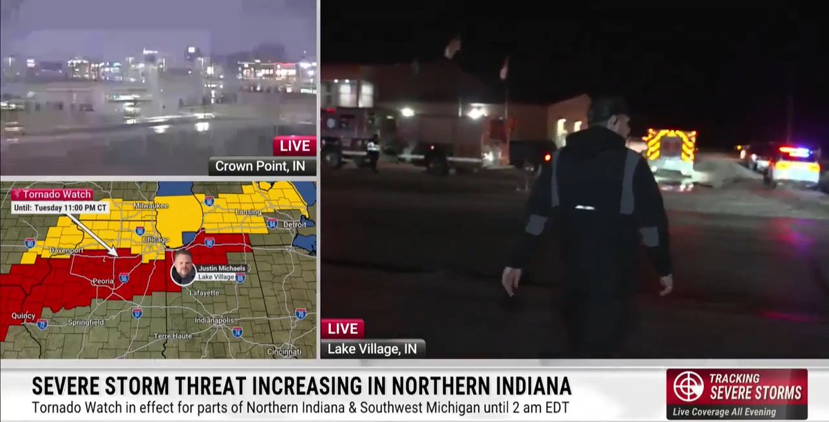 Sr. National Correspondent Justin Michaels is on the scene in Lake Village, Indiana, assessing damage and sharing a first-hand account from a resident after a likely tornado tore through the area Tuesday night:
