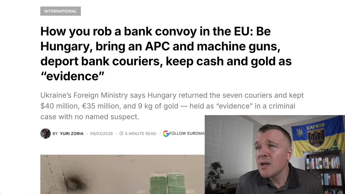 Viktor Orbán's minister admitted that they stole $82 million from a Ukrainian bank and are holding it ransom until Ukraine fixes the pipe that Russia damaged.