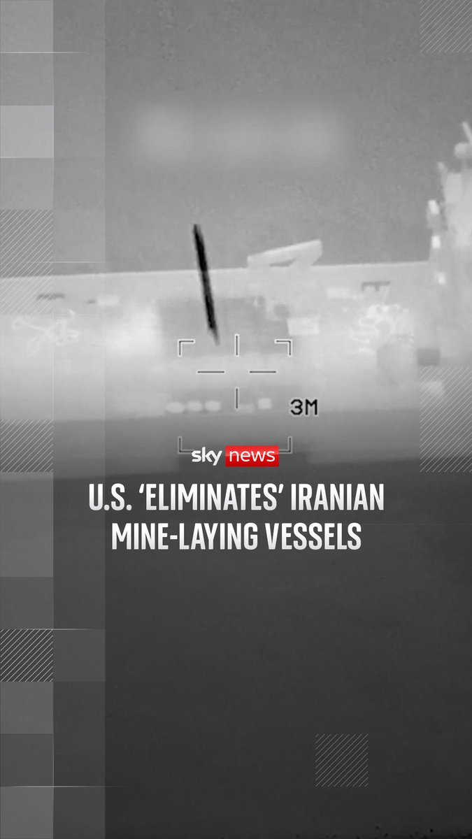 The U.S. military "eliminated" 16 Iranian mine-laying vessels near the Strait of Hormuz on Tuesday, the U.S. Central Command said in a statement, as President Donald Trump warned that any mines laid in the Strait by Iran must be removed immediately. 🔗