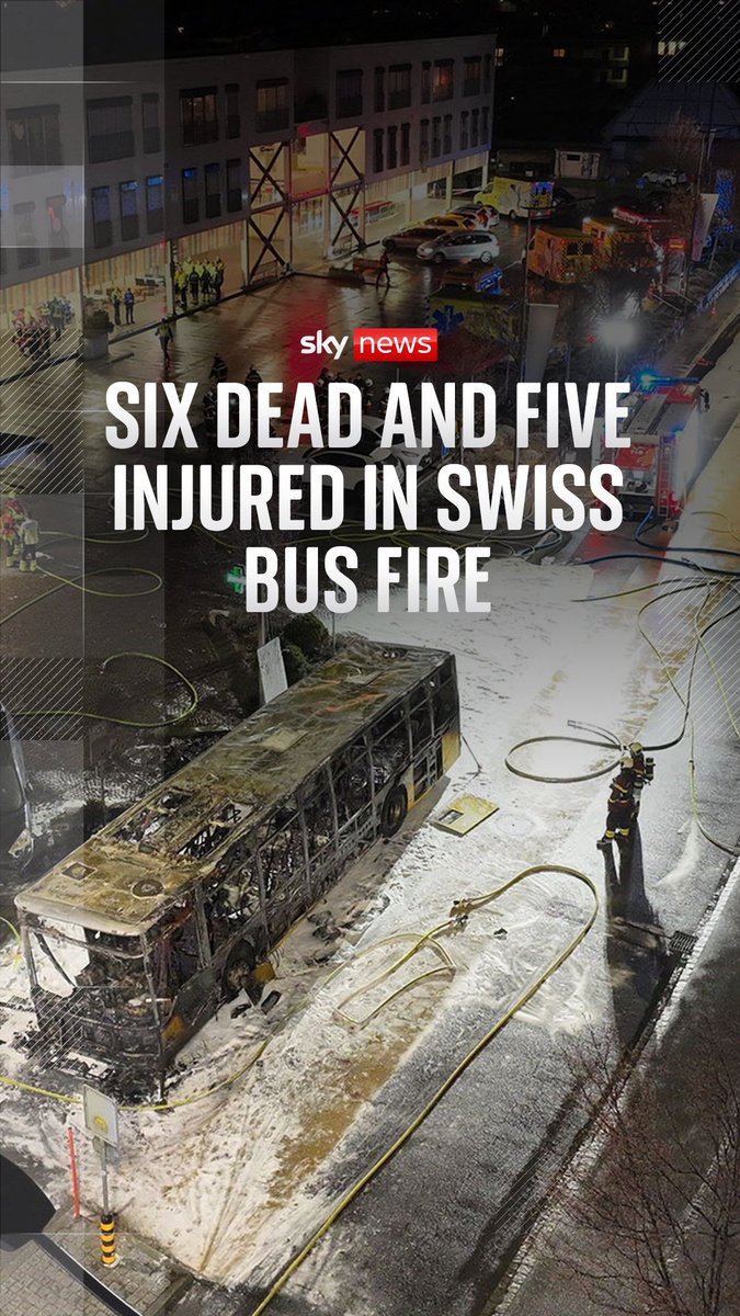 At least six people have died in a bus blaze in Switzerland, which was allegedly started by a man inside the vehicle. Five people have been injured, including an emergency responder, with three people taken to hospital in a critical condition. 🔗
