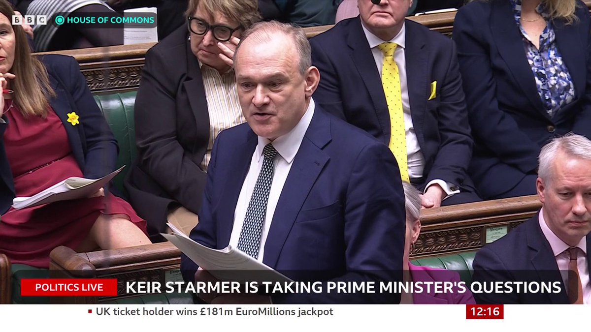Ed Davey references the Dunblane school shooting that happened 30 years ago this week, asking if the PM agrees to a review of firearm legislation to close "loopholes" Keir Starmer says he does and we "must never forget the horror of Dunblane" #PMQs