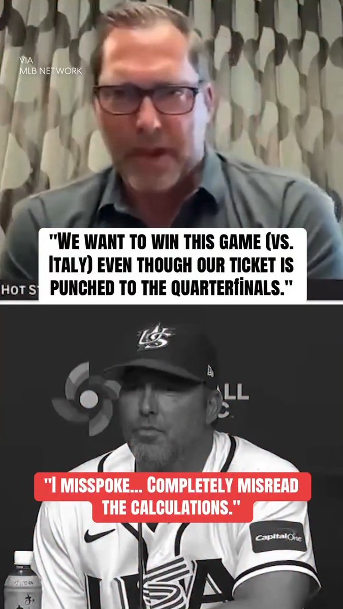 Team USA manager Mark DeRosa confirmed he did not know the U.S. could still be eliminated in pool play 😳