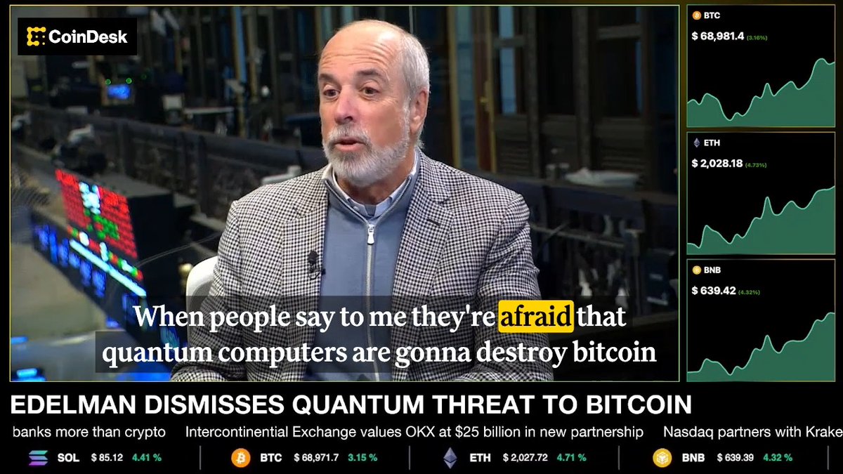 “When people say quantum computers are going to destroy Bitcoin… that’s one of the dumbest things I’ve ever heard anybody say.” - Ric Edelman