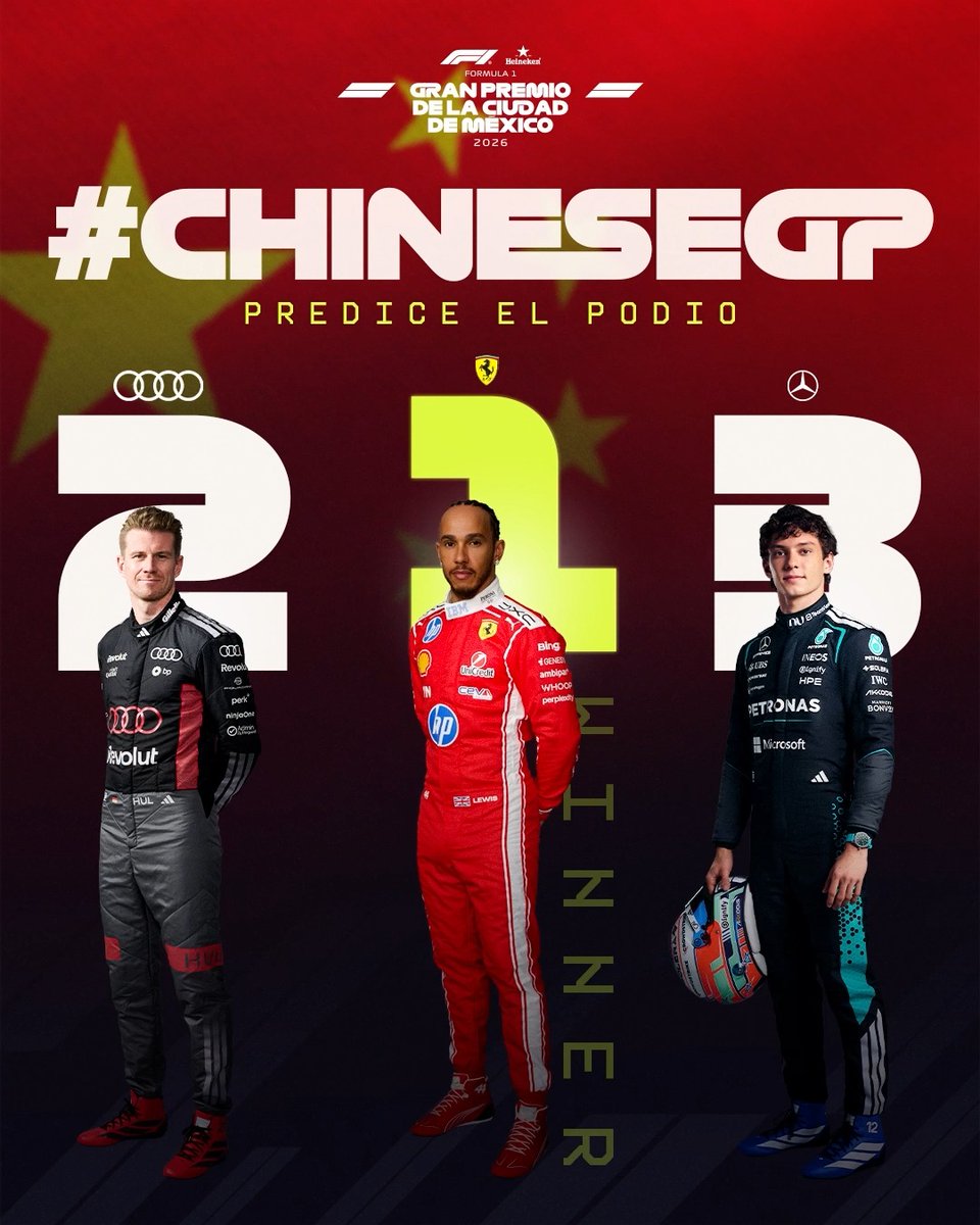Es momento de jugar 🏁🔥 Elige tu podio para el #ChineseGP y compártelo. ¿Quién sube a lo más alto en Shanghái? 👀