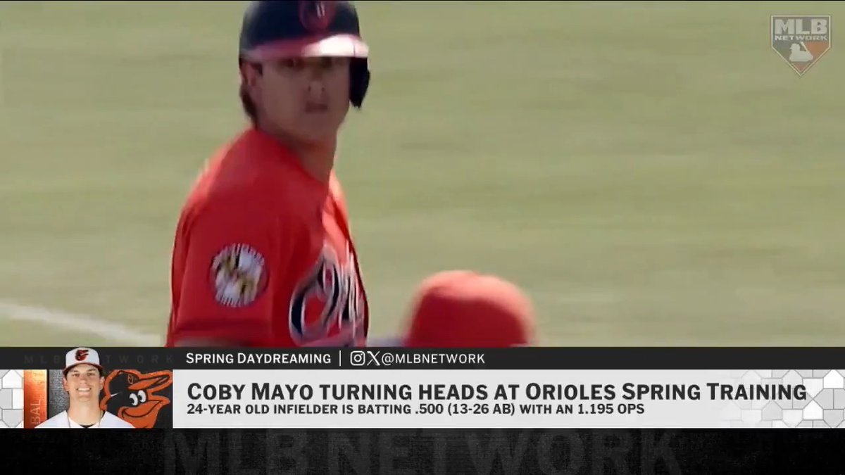 Coby Mayo in Spring Training so far: .500 AVG (13-26 AB), 1.195 OPS, 4 XBH “I think this is going to be the year for Coby Mayo... I think he's up for good now.” - Matt Vasgersian