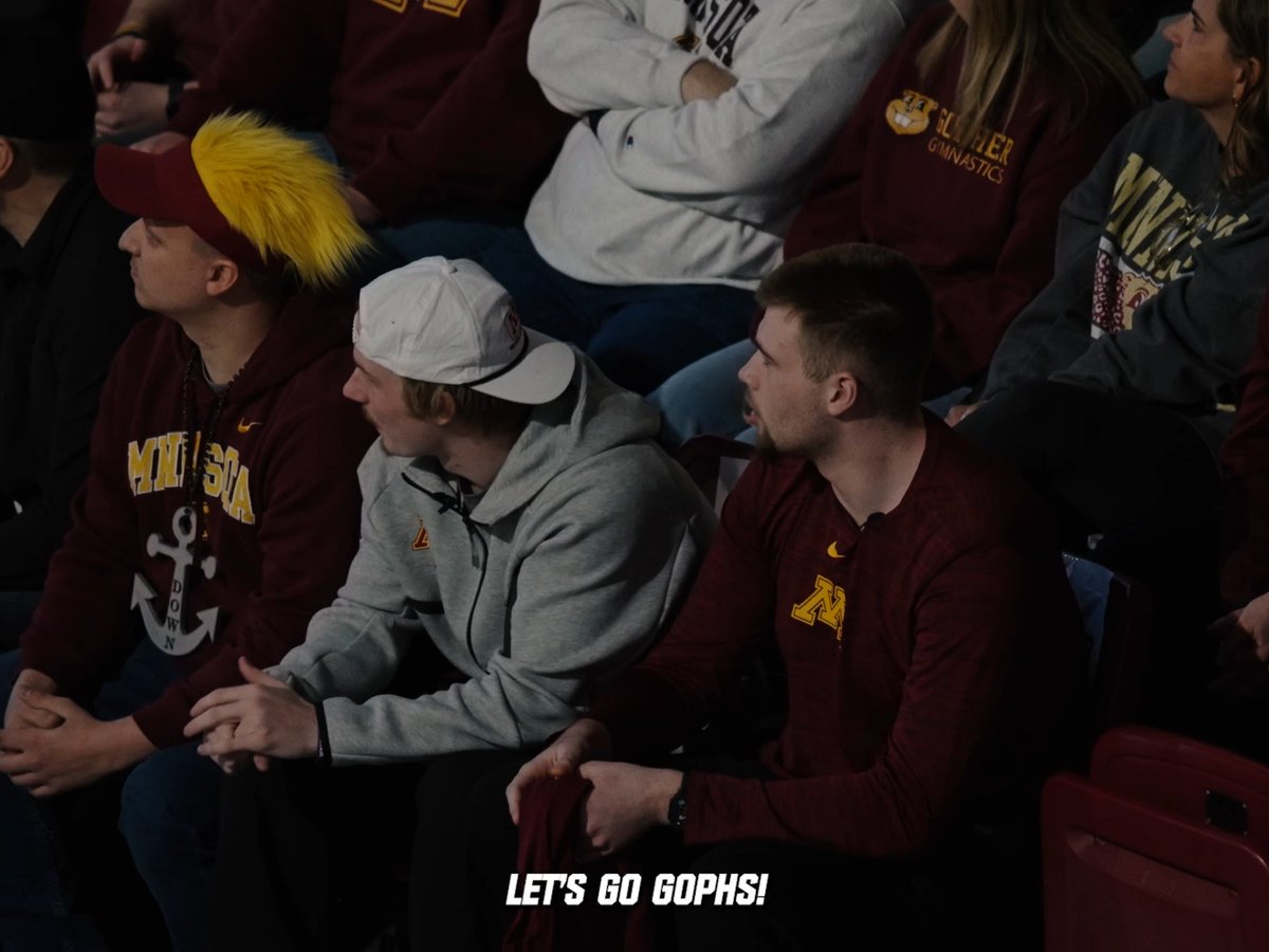 Our guys Drake and Max cheered on Minnesota Women’s Gym at their recent win in the Big 4 Meet. #RTB #SkiUMah #Gophers