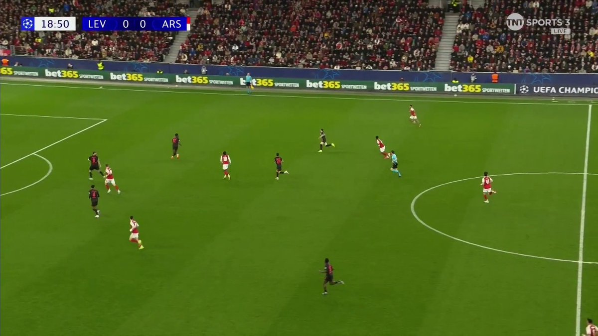 Martinelli hits the crossbar early on against Leverkusen 👀 TNT Sports & discovery+ UK