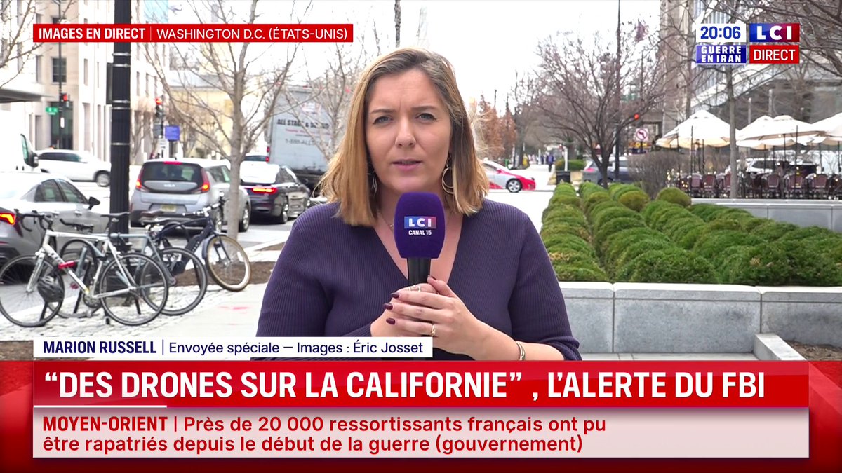 🔴 🇺🇸 États-Unis : le FBI alerte sur de possibles attaques de drones iraniens en Californie ▶️ Les dernières infos de Marion Russell à Washington