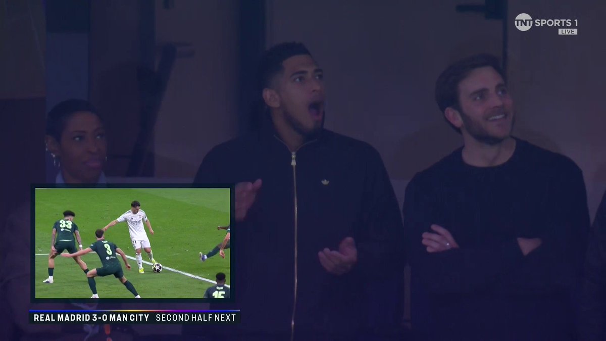 Jude Bellingham is all of us as he reacts to Federico Valverde completing his hat-trick for Real Madrid from the stands 👏 TNT Sports & discovery+ UK