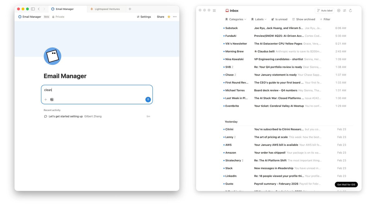 Step 1: give your custom agent access to your inbox Step 2: tell it "clean up my inbox" Step 3: wonder why you waited so long