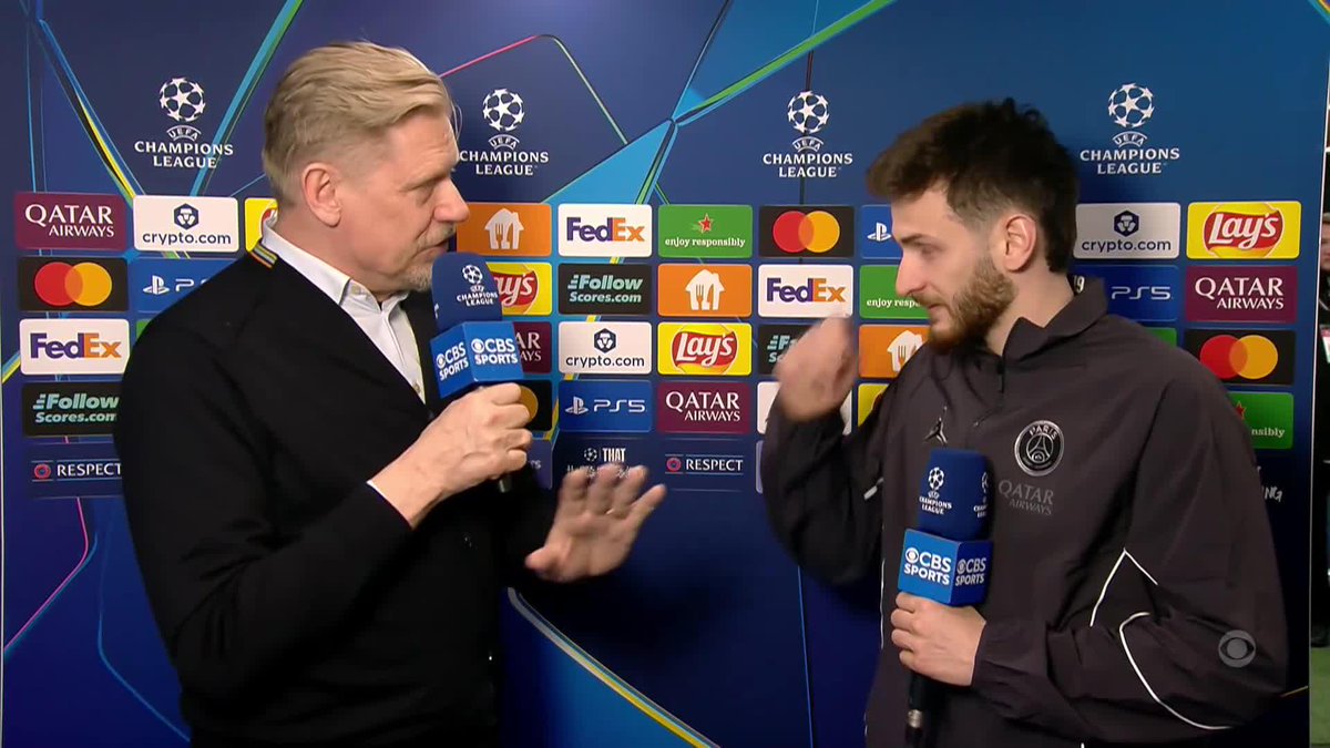 "If it's 10 or 90 minutes I want to give my all." Man of the Match Khvicha Kvaratskhelia joins Peter Schmeichel to talk about his impact on the pitch for PSG 👇
