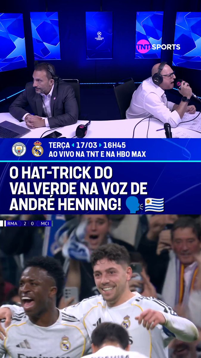 Uma noite MEMORÁVEL de Fede Valverde, com hat-trick no Santiago Bernabéu, e o André Henning nos contou a história desse jeito. 🗣️🇺🇾 #CasaDaChampions #MFM #PósJogo #HBOMax