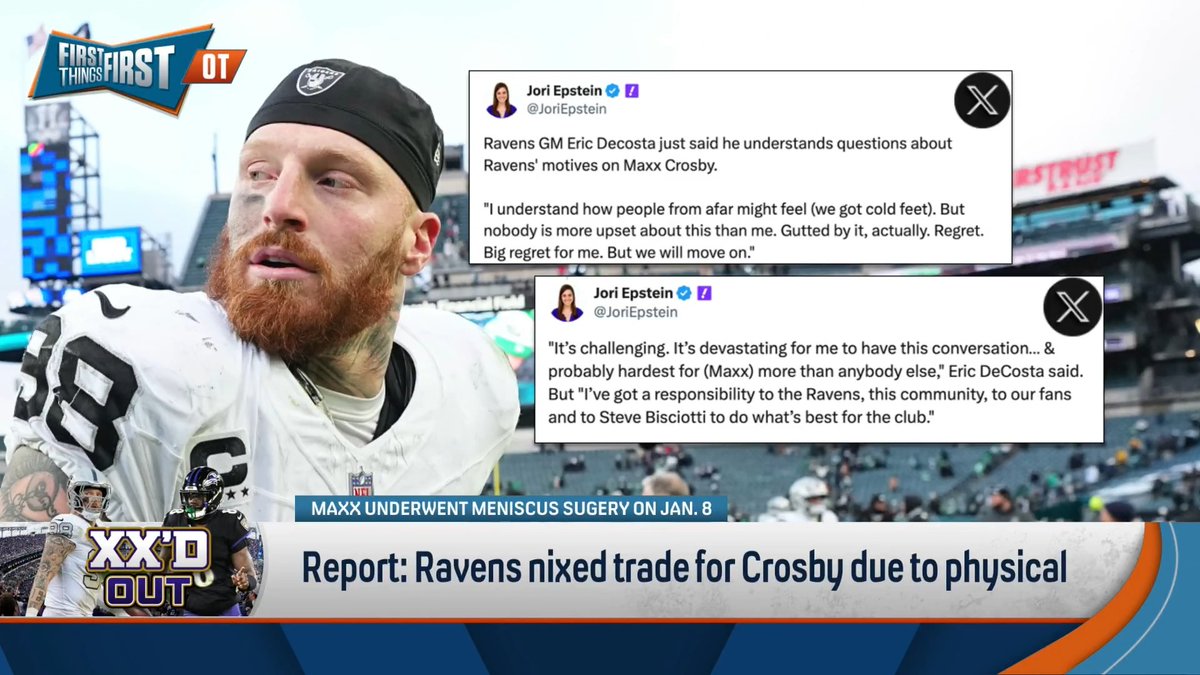 Breaking News: Ravens GM Eric DeCosta on nixed Crosby trade: “Nobody is more upset about this than me.” Willie Colon reacts: “I think they will regret it. I just don’t understand it... This was all about him having cold feet… It looks messy, it looks ugly, and it’s confusing.”