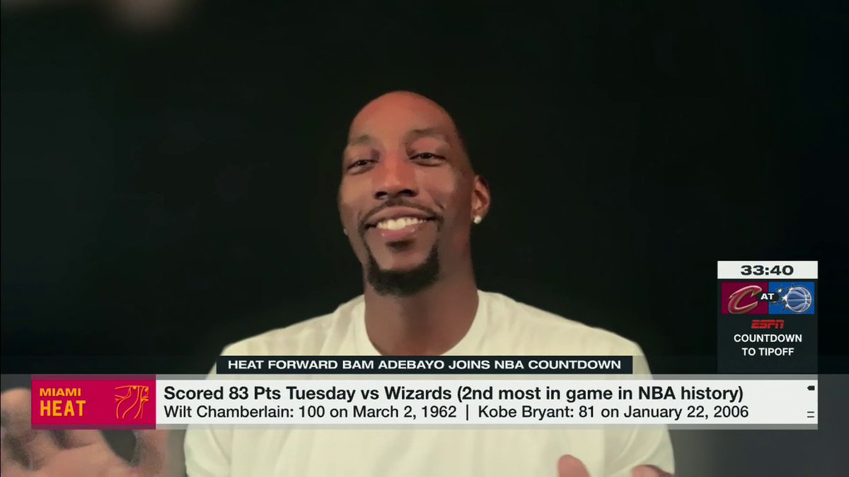 "I don't think there's anybody else that's gonna catch her. And if you do, good luck." Malika Andrews asked Bam Adebayo about bragging rights after his 83-point game… and he made sure to give A’ja Wilson her flowers 💐❤️