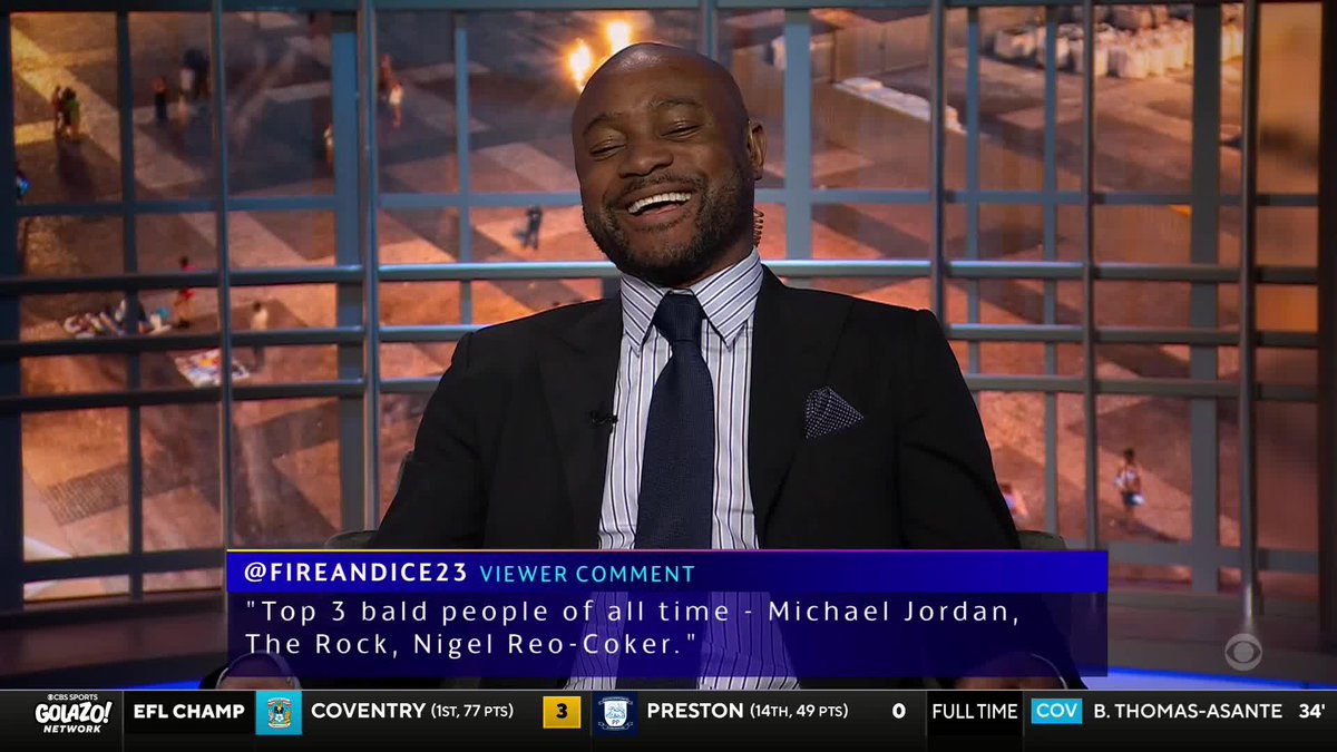 Top 3 bald people of all time? 👨🦲 Nigel Reo-Coker's reaction to this viewers comment is too good 🤣