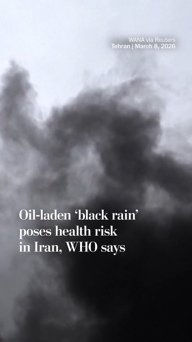 After strikes on oil facilities, the World Health Organization is warning that "black rain" poses a respiratory health risk in Iran. "The black rain and the acidic rain coming with it is indeed a danger for the population," a WHO spokesperson said.