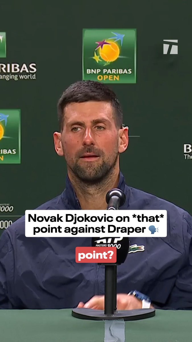 🥺 Novak Djokovic luego de su eliminación en Indian Wells: 🗣 "Fue genial ganar ese punto, pero simplemente me quedé completamente sin energía... Estuve cerca, solo unos pocos errores desafortunados de mi parte en el tiebreak. Pero así es el tenis".