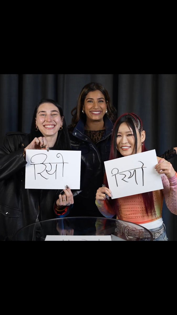 .RheaRipley_WWE & IYO SKY write their names in Hindi! How did they do? 🤩 Full #WWENowIndia Episode: