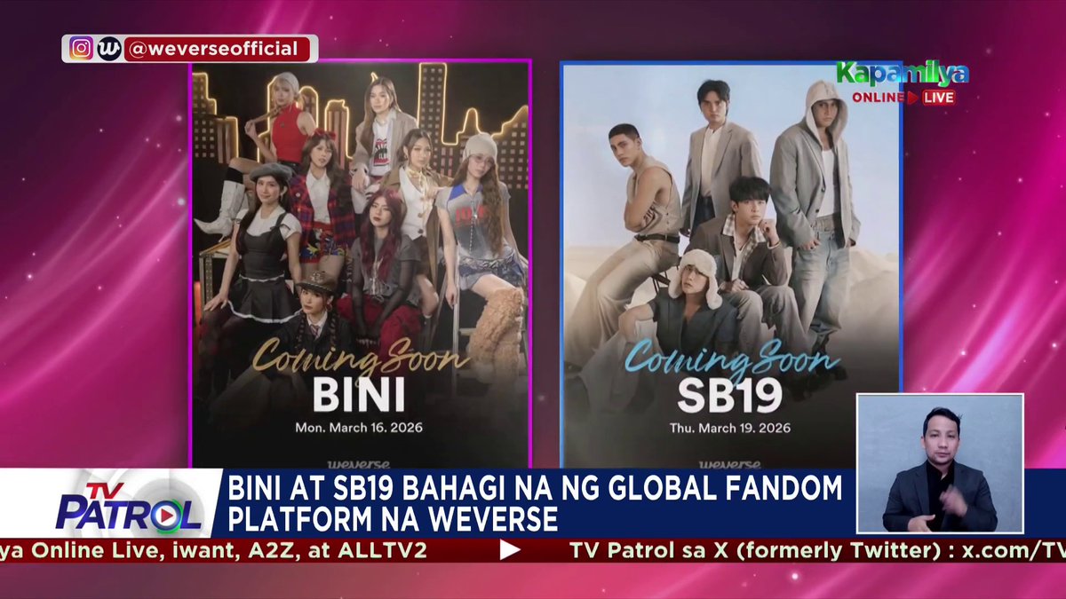 It's official. Bahagi na ang nation's girl group BINI at ang kings of PPop SB19 sa global fandom platform na "Weverse."