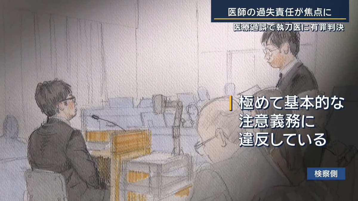 【赤穂市民病院の医療過誤】執刀医に有罪判決 | 医療過誤をめぐる異例の刑事裁判で、執刀医に有罪判決が言い渡された 手術を受けた被害女性 「ああいう人を野放しにするのは断固反対ですね。新たな患者を出さないよう努めてほしいです。もうたくさんです」 2020年1月、男性医師(47)が兵庫・赤穂市民病院で当時70代女性患者に腰の手術を行う →骨をドリルで削る最中に、誤って神経を切断し、重い後遺障害を負わせた業務上過失傷害の罪に問われる 女性患者の親族が「この問題を社会に伝えたい」と、自ら関係者に聞き取りを重ねマンガにしたことでも話題に 佐藤洋幸裁判長 「被告を禁錮1年に処する。3年間、その刑の執行を猶予する。被告は基本的な注意義務を怠ったといわざるを得ない」 ▼被告は起訴内容を認めるも… 被告(47) 「助手がいないと手術は成り立たないです。チームでやっているので1人だけ悪いとなるのは違うのかなと」 手術の助手を務めた脳神経外科の科長にも責任があると主張 ▼手術で何が起きた? 手術前、女性患者は持っている杖をつかず車に乗り込む ↓ 手術後、麻痺だけでなく強い痛みを訴え、尿意や便意を感じなくなる 女性患者の親族 「強い痛み止めを何年間も投与され続ける状態になった。痛みでもがき苦しんでいる姿は家族として見ていて耐えられない」 女性患者は2020年1月に腰痛の検査で入院 →被告が主治医を担当 家族は「重度の腰部脊柱管狭窄症で早急に手術をした方がいい」と告げられる →被告が脊椎手術で執刀医を務めたのはこの女性が初めて 前半は脳神経外科の科長が手本を見せる →後半は被告が執刀 →適切な止血をせず、見えづらい状態のまま“スチールバー”というドリルを使い、骨の切削中に神経を巻き込み切断 被告(47) 「“スチールバー”で掘削したこと、患部が見えにくい状態で削ってしまったことが私の過失だと思っています。明確に先生の指示がありました。『そんなことをしていたら日が暮れる』と」 証人として出廷した科長は“スチールバー”を使うように言ったことは「なかった」と明確に否定 被告も手術直後に科長にメッセージを送り、自分のドリルの操作が原因と認める ▼スタッフや患者から苦情も… 被告は技術の問題や患者を診ないなど、スタッフや患者から苦情が相次ぐ →病院が文書で警告したことも →病院は、被告が約8カ月間に8件の医療事故に関わったことを認定 これまでの裁判で検察は「極めて基本的な注意義務に違反している」と主張 弁護側は「手術の責任を医師1人に負わせるのは問題だ」と主張 ▼判決は“有罪” 佐藤洋幸裁判長 「十分な止血措置を行い得なかった事情や、ドリルでの切削を止めることができなかった事情があったとも認められないのであって、被告は基本的な注意義務を怠ったといわざるを得ない」 一方で「バックアップすべきチームが機能していなかった」などとして、禁錮1年執行猶予3年の有罪判決 佐藤洋幸裁判長(説諭) 「自分の手技が未熟だったと反省し、被害者に対して申し訳ない気持ちを忘れないで頂きたいと思います」 被告は、厚生労働省の審議会で免許の取り消しが相当と議決されれば、医師免許は取り消しに ▼判決を受けた家族の心情は― 被害者家族のコメント 「執行猶予つきとはいえ、刑事罰が下されたことで、大きな節目を迎えたと感じております」 「しかし、医療過誤によって奪われた母の身体の自由や、失われた時間が戻ることは二度とありません。最善が尽くされたにもかかわらず起きてしまった医療事故が、やみくもに刑事事件化されることには反対ですが、患者の生命を軽視するような方は医療に携わるべきではないと考えております」 「医道審議会におかれましては、二度と母のような悲惨な被害者を生むことのないよう、医師に厳しい行政処分を下していただけますよう、強く要望いたします」
