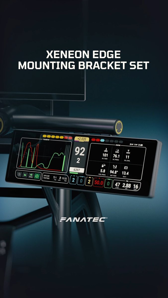 Turn your CORSAIR XENEON EDGE into your own racing dashboard with our official XENEON EDGE Mount. Mount it: - To your ClubSport GT Cockpit Accessory Mount - Above your Fanatec DD Base - In any T-Slot on aluminum profile rigs Available Now: