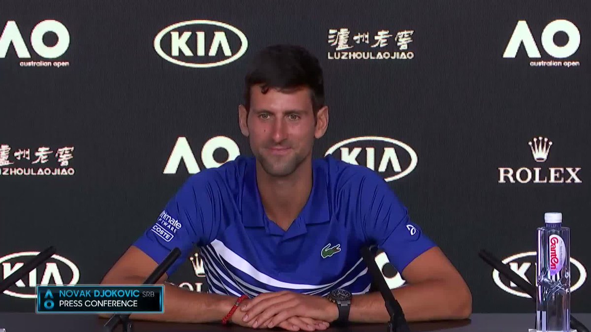 Novak Djokovic imitating the Italian journalist's accent is a classic… "7 Australian Open, 15 Slams..." Novak : "Not too bad, not too bad" 🤣