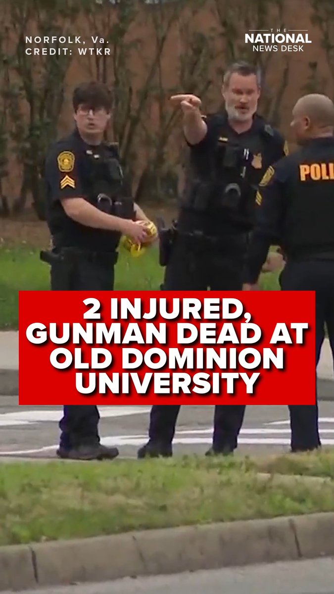 #BREAKING: Two people are injured and a gunman is dead after a shooting at Old Dominion University in Norfolk, Virginia on Thursday morning. An active threat was reported at Constant Hall at 10:48 a.m., asking students and faculty to "follow run-hide-right protocols."