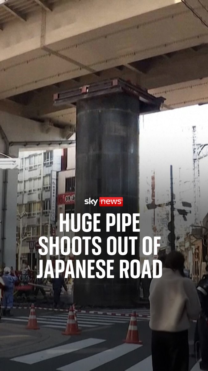 Huge pipe shoots out of road in Japan sparking disruption in Osaka.