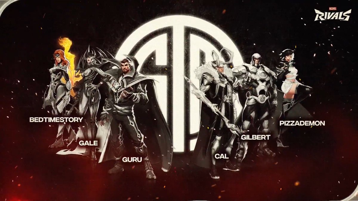 TSM ENTERS MARVEL RIVALS ESPORTS ⚔️ bedtimestory ⚔️ Gale 🛡️ TSM GURU 🛡️ Gilbert 💉 cal 💉 PizzaDemon 🧠 @Shuhmr 📋 TSM Flavorz ▪️ Unovvn ▫️ @bready_ow THE BLACK-AND-WHITE JUST GOT SUPERPOWERED 🏴🏳️