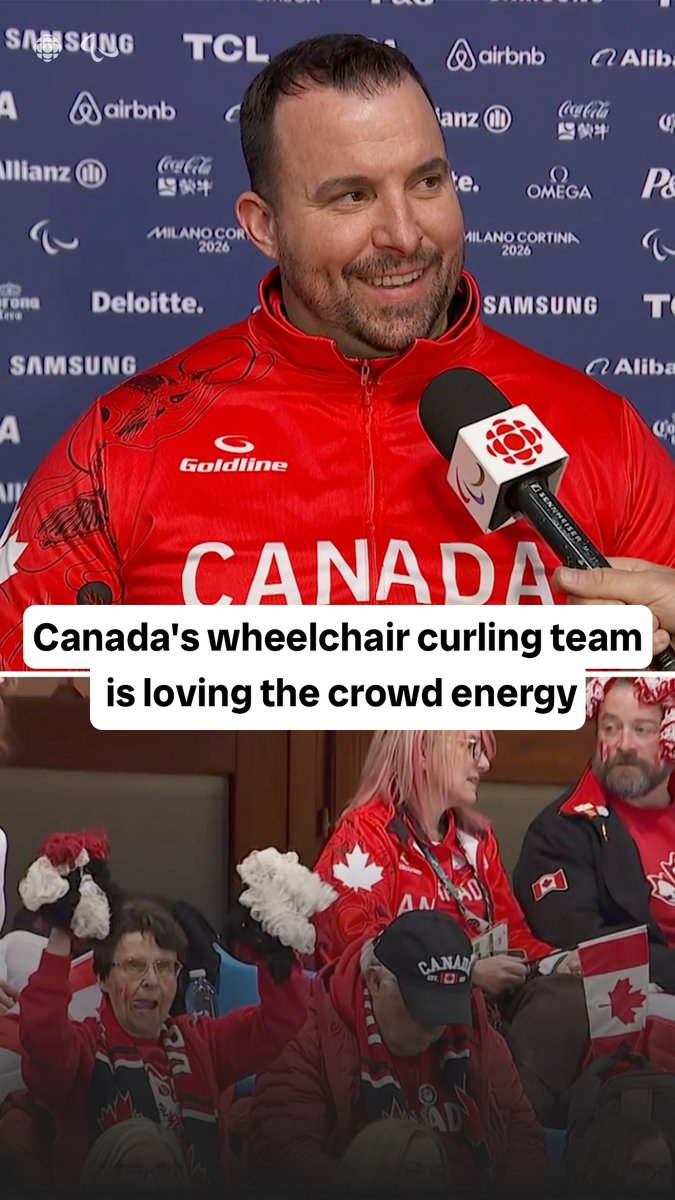 The crowd loves the Canadian wheelchair curling team and they love them back🫶🇨🇦