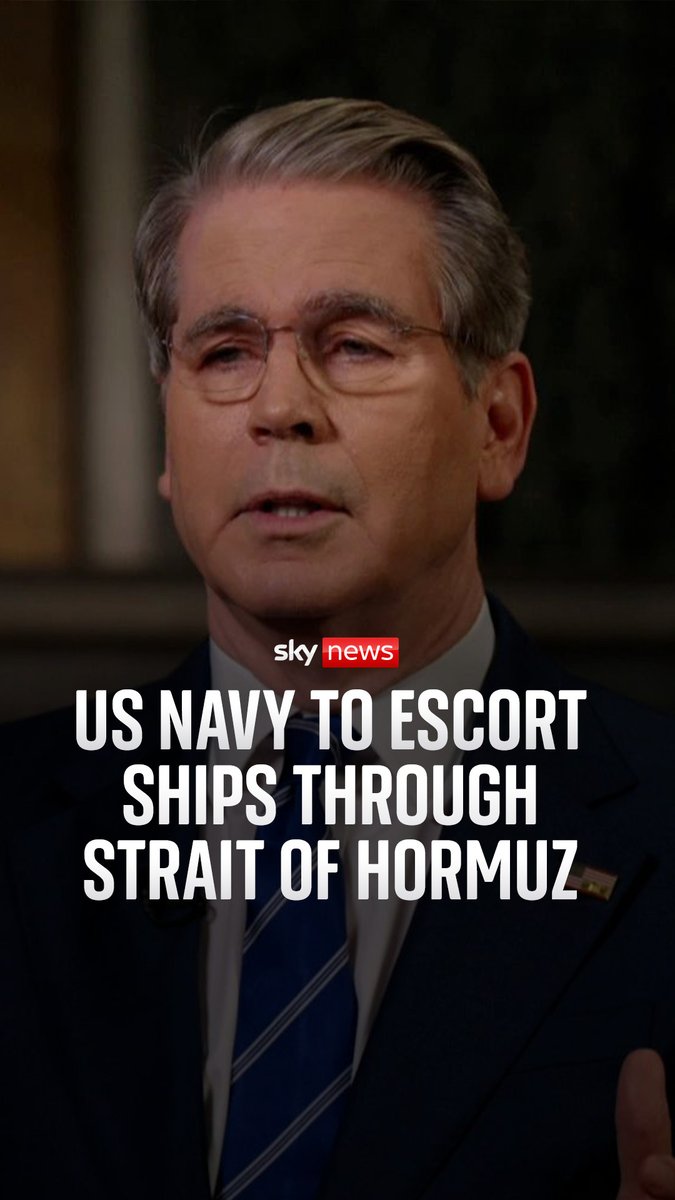 The US Treasury Secretary told Sky's Wilfred Frost that the US Navy or an international coalition will start escorting vessels through the Strait of Hormuz as soon as it is militarily possible. Read more: