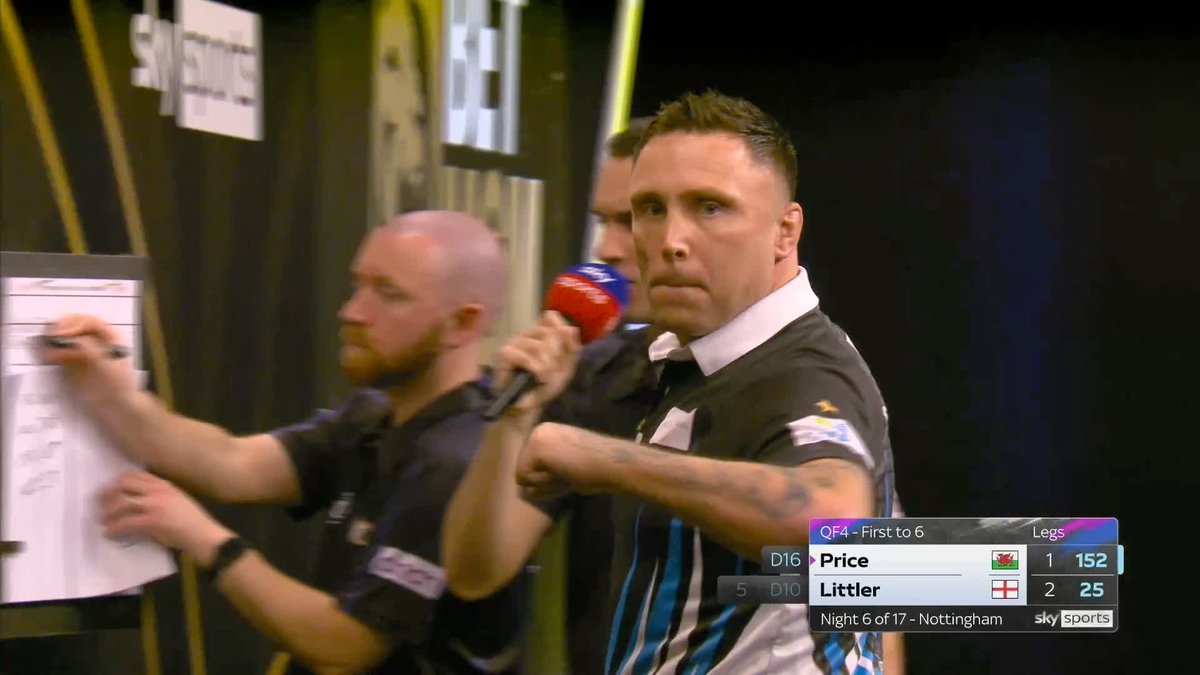 AND NOW A 152 😱🔥 Gezzy is firing in Nottingham 🙌 Gerwyn Price follows a 151 checkout with a 152 outshot to draw the game level at 2-2 against Luke Littler! 📲 #PLDarts | QF4