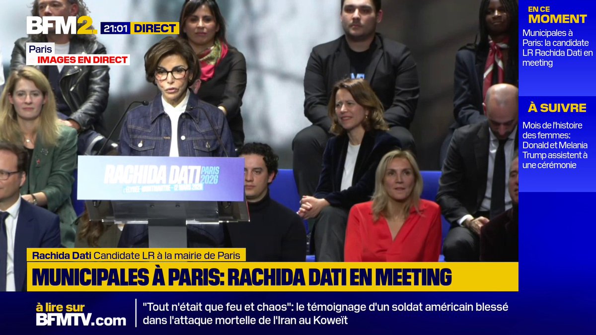 Municipales: "L'élection va être très serrée", affirme Rachida Dati en meeting à Paris #BFM2