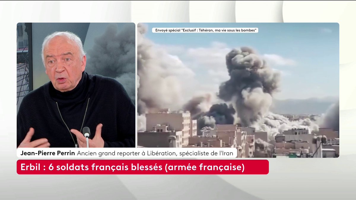 🔴 🗣️ "Au fur et à mesure que les bombes tombent sur la ville, le doute s'est installé chez des Iraniens qui acclamaient les bombardements des premiers jours", indique Jean-Pierre Perrin, ancien grand reporter à Libération. Loïc de La Mornais #SurLeTerrain #Canal16