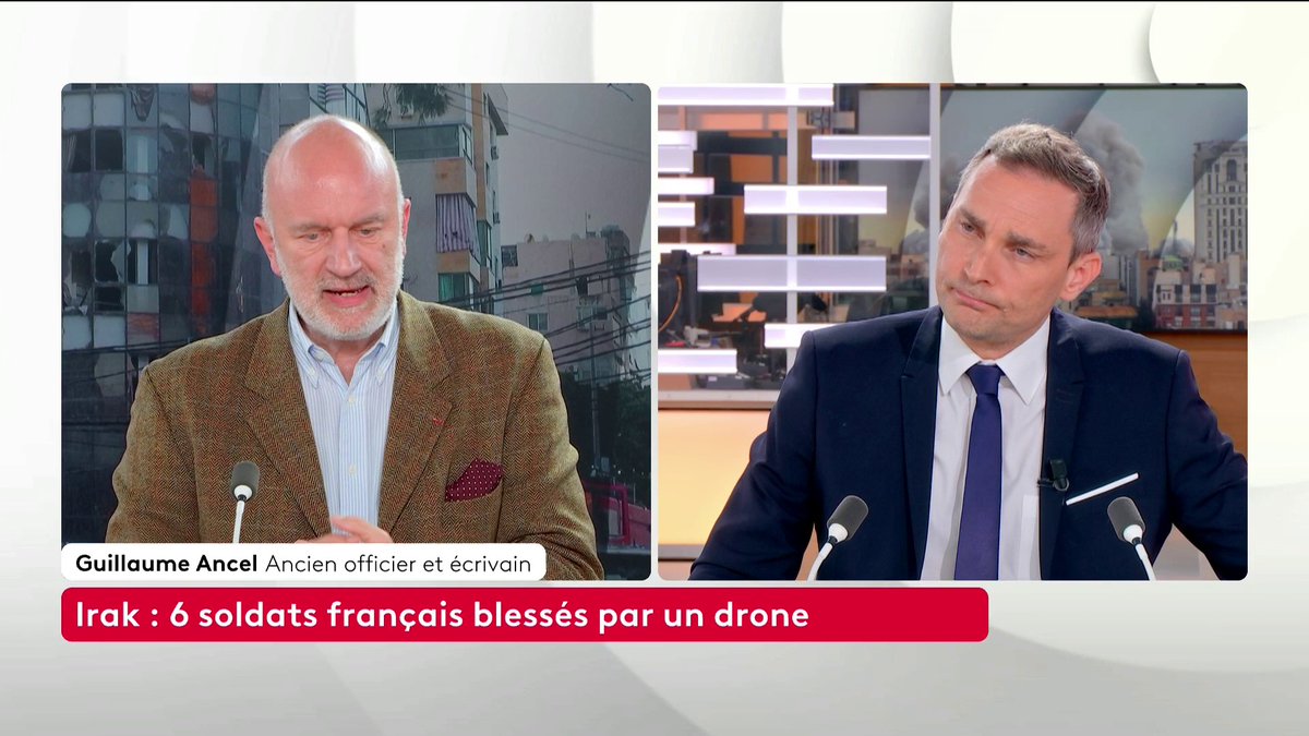 🔴 🗣️ DIRECT : Six soldats français ont été blessés par un drone en Irak. "[Cela] n'implique pas pour moi automatiquement à ce stade le fait que la France rentre en Guerre", selon l'ancien officier Guillaume ANCEL 🌊. Loïc de La Mornais #SurLeTerrain #Canal16