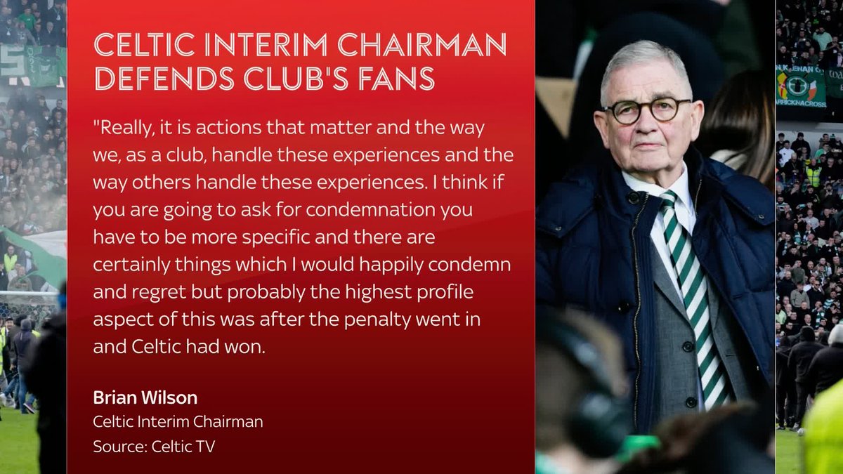 Celtic interim chairman Brian Wilson has defended the club’s fans after their Scottish Cup win over Rangers at Ibrox. This was first official response from the club since the game on Sunday – and it followed the SFA and Rangers, who released statements earlier today.