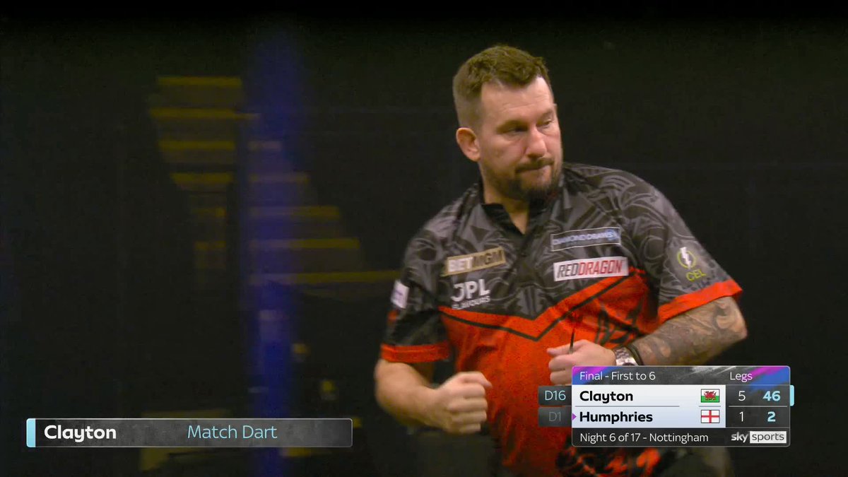 CLAYTON WINS NIGHT SIX 🏴 The Ferret is on FIRE 🔥 Jonny Clayton becomes the first player to record a second nightly win, blasting past Luke Humphries 6-1 and extending his lead at the top of the table to an incredible eight points! #PLDarts | Final