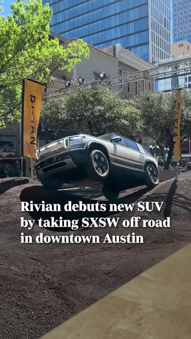 Rivian brought an off-road course to the middle of downtown Austin for SXSW. The EV maker built a 270-foot dirt track on Congress Avenue — using 2,500 tons of recycled asphalt — to showcase its upcoming R2 SUV.