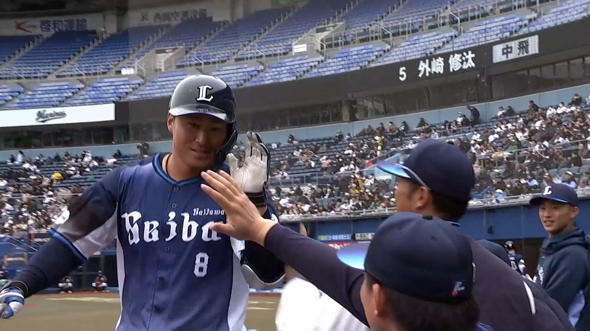 #渡部聖弥 選手の打球がグングン伸びてホームランに！ 今年も勝負強い打撃は健在です！ #埼玉西武ライオンズ #seibulions #打破 #オープン戦