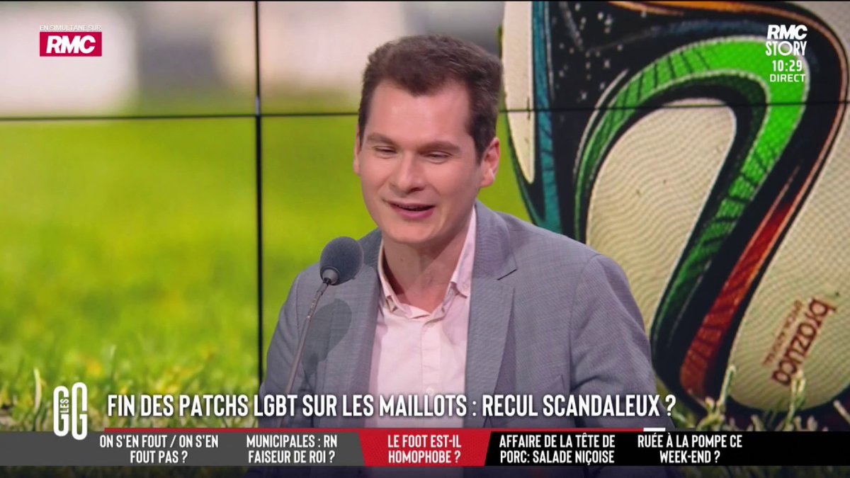 🏳️🌈 Journée de lutte contre l'homophobie : la LFP met fin aux patchs arc-en-ciel sur les maillots. 🗣️ Jean-Loup Bonnamy : "Je me réjouis de cette décision. Bientôt, il n'y aura plus de place sur les maillots des joueurs. La Ligue n'est pas là pour faire de l'idéologie." #GGRMC