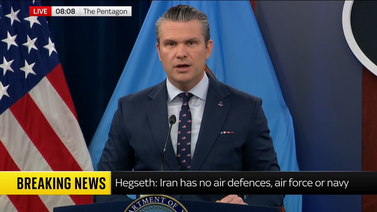 BREAKING: Iran's new supreme leader is 'wounded and likely disfigured', defence secretary Pete Hegseth has claimed. "There was no voice, and there was no video. It was a written statement. "Why a written statement? I think you know why." 📺 Sky 501