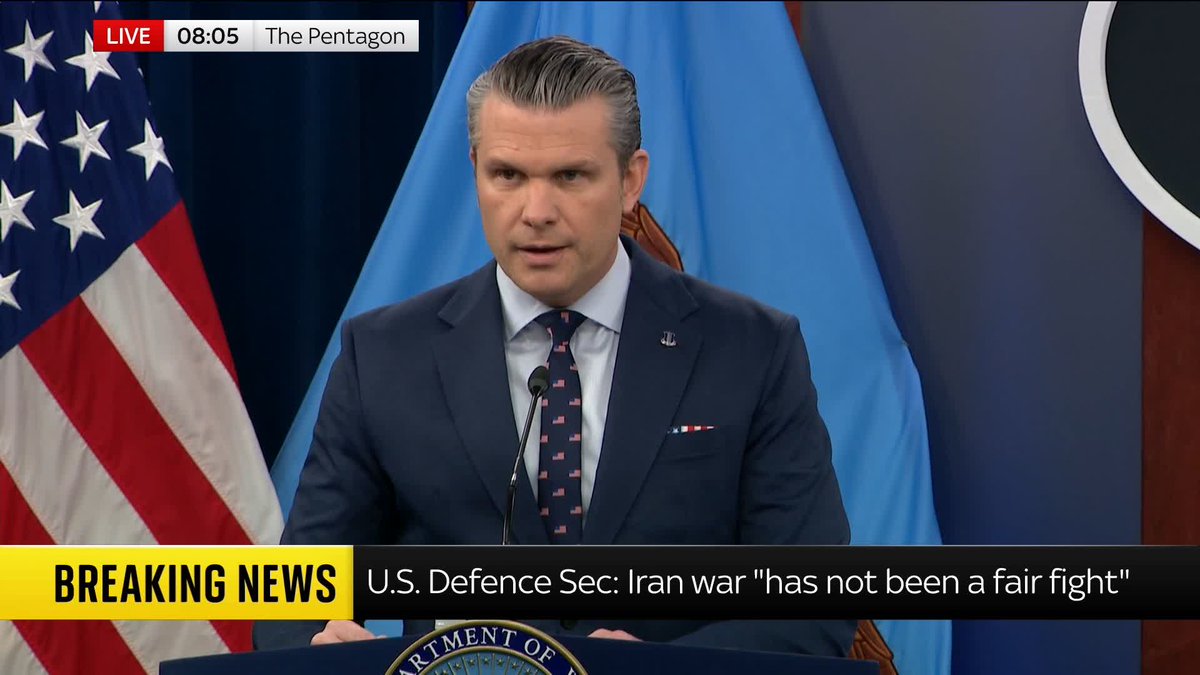 Iran is acting out of "sheer desperation" in the Strait of Hormuz, claims the U.S. defence secretary. He adds that 'the U.S. is on plan to defeat, destroy, and disable all of Iran's meaningful military capabilities at a pace the world has never seen before'.