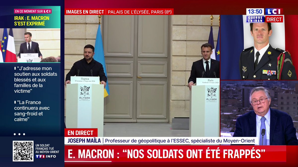 🔴 Emmanuel Macron reçoit Volodymyr Zelensky à l’Élysée 🗣️ "La Russie ne défend pas la paix, nulle part. Elle est un allié historique de Téhéran... Le ciel ukrainien a malheureusement été un banc d’essai pour les drones iraniens, qui tombent aujourd’hui dans le Golfe."