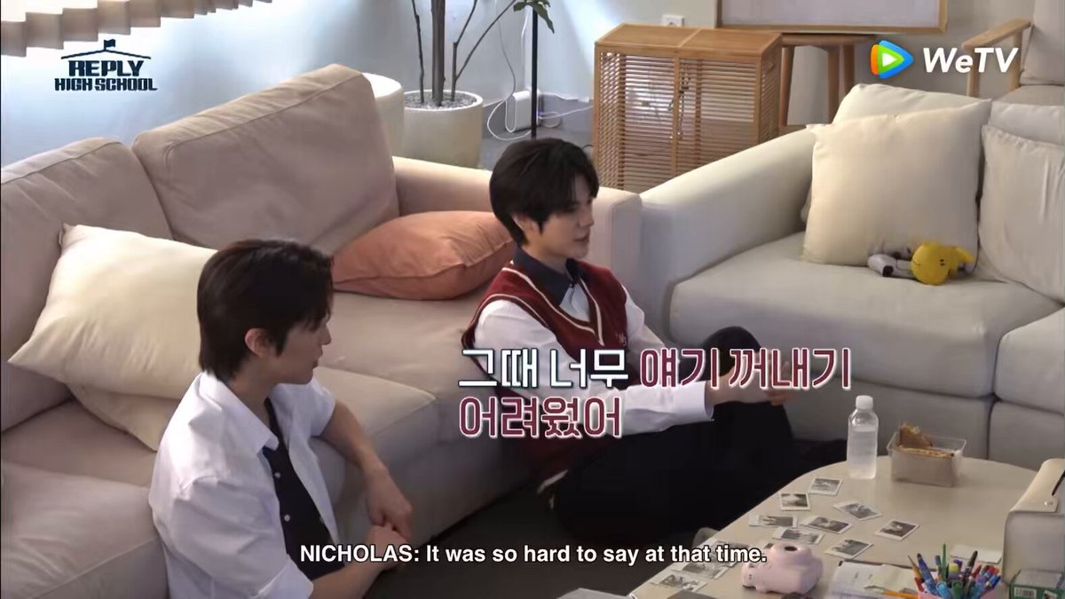 nicholas said it was really hard to tell the others about his decision. when the boys gathered in the practice room, he couldn’t speak at all… he also said that if he chose to debut as an idol and then step out later, it would cause too much trouble, so he decided to tell them at that time… nicholas also didn’t expect the boys reaction when he told them to be positive, even though he thought they would criticize his decision nicholas 😭💔