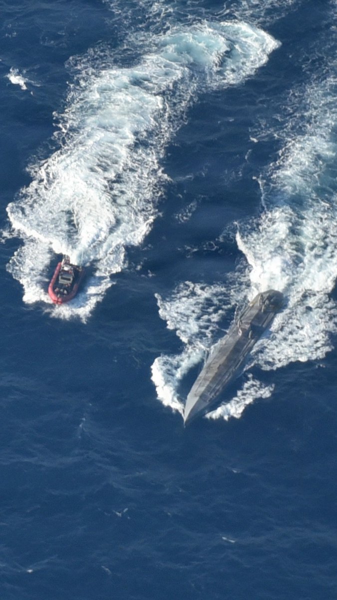 Defending America through Operation Pacific Viper. The crew of #USCG Cutter Forward, with an embarked Helicopter Interdiction Tactical Squadron (HITRON) team, interdicted a drug-smuggling self-propelled semi-submersible (SPSS) in the Eastern Pacific. Though the SPSS sank after its four crew were apprehended, this interdiction prevented an estimated 17,600 pounds of cocaine – more than 6 million potentially lethal doses – from reaching our shores. Bravo Zulu to Cutter Forward and HITRON crews, who continue our operations to counter narco-terrorists and secure U.S. borders and maritime approaches. Read more from USCG Southwest here: