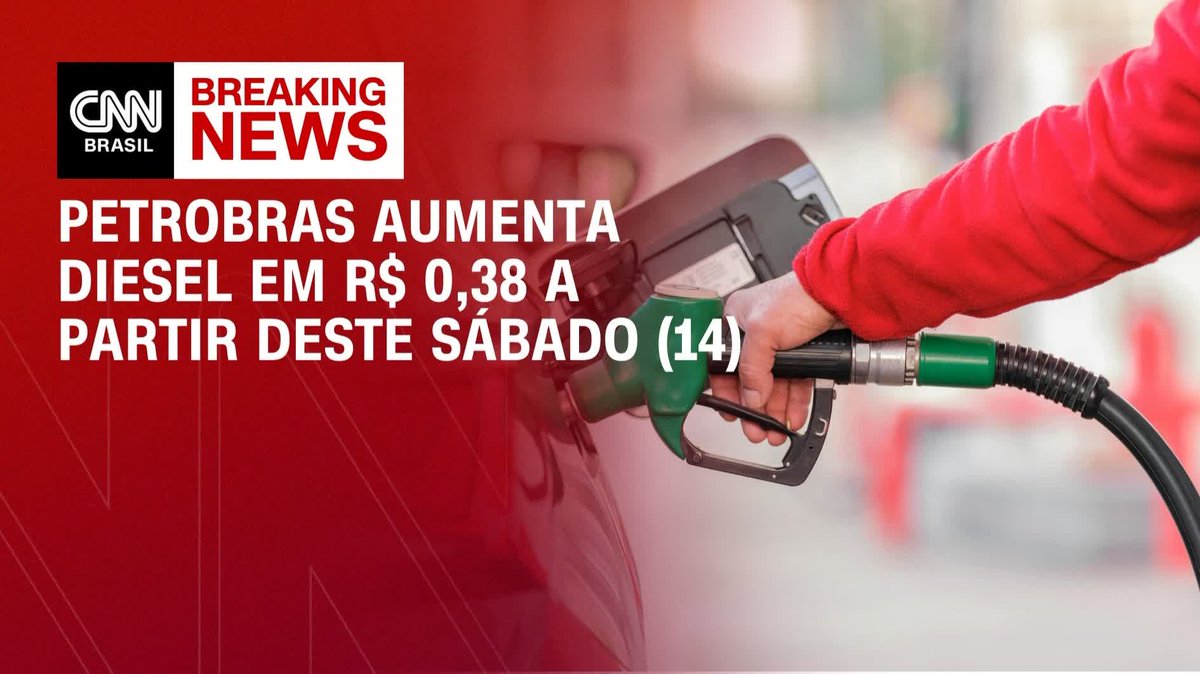 Petrobras aumenta diesel em R$ 0,38 amanhã; assista #LiveCNNBrasil